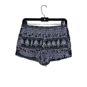 American Eagle Blue Purple Stretch Floral Aztek Lightweight Drawstring Shorts Si